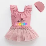 Girls Bathing Suits Hello Sunshine One Piece Lace Collar Swimsuits