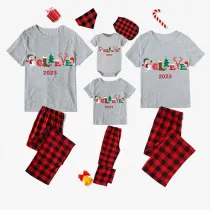 2023 Believe Christmas Matching Family Pajamas Exclusive Design Snowman Love Christmas Gray Short Pajamas Set
