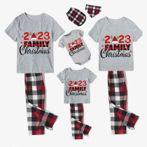 Christmas Matching Family Pajamas 2023 Family Christmas Hat Gray Short Pajamas Set