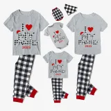 2023 Christmas Matching Family Pajamas Exclusive Design I Love My Family Gray Short Plaids Pants Pajamas Set