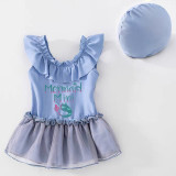 Girls Bathing Suits Mermaid Mini One Piece Lace Collar Swimsuits