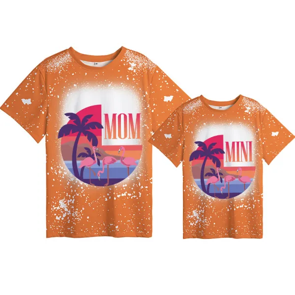 Mommy and Me Matching Clothing Top Flamigo Vacation Mama And Mini Tie Dyed Family T-shirts