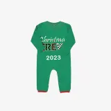 2023 Christmas Matching Family Pajamas Exclusive Design Printed Christmas Crew Green Stripes Pajamas Set
