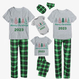 2023 Christmas Matching Family Pajamas Exclusive Merry Christmas Beatiful Tree Green Short Pajamas Set