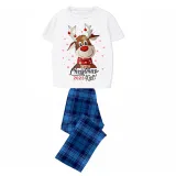 2023 Christmas Matching Family Pajamas Christmas Exclusive Design Deer Head Snowflake Merry Blue Short Christmas Pajamas Set