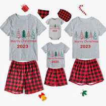 2023 Christmas Matching Family Pajamas Exclusive Merry Christmas Beatiful Tree Short Pajamas Set