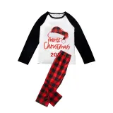 2023 Christmas Matching Family Pajamas Red Plaids Christmas Hat Merry Christmas Letter Red Pajamas Set With Baby Pajamas