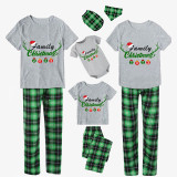 2023 Christmas Matching Family Pajamas Exclusive Design Antler Hat Family Christmas White Green Plaids Pajamas Set