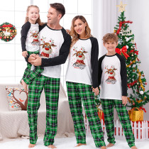 2023 Christmas Matching Family Pajamas Christmas Exclusive Design Deer Head Snowflake Merry Green Christmas Pajamas Set
