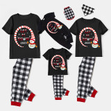 2023 Christmas Matching Family Pajamas Snowman let It Snow Black Short Pajamas Set