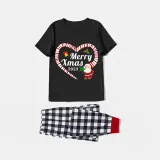 2023 Christmas Matching Family Pajamas Santa Heart Merry Xmas Black Short Pajamas Set