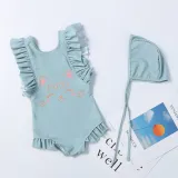 Girls Bathing Suits Mini Cat One Piece Ruffled Cuff Swimsuits