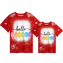 Mommy and Me Matching Clothing Top Hello Summer Ice Cream Mama And Mini Tie Dyed Family T-shirts