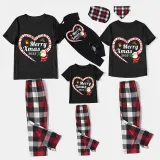 2023 Christmas Matching Family Pajamas Santa Heart Merry Xmas Black Short Pajamas Set