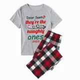 2023 Christmas Matching Family Pajamas Dear Santa They're The Naughty Ones Gray Short Pajamas Set