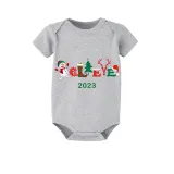 2023 Believe Christmas Matching Family Pajamas Exclusive Design Snowman Love Christmas Green Short Pajamas Set
