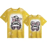 Mommy and Me Matching Clothing Top Mom And Kid Sunglass Head Tie Dyed Family T-shirts