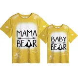 Mommy and Me Matching Clothing Top Red Bear Mama Mini Tie Dyed Family T-shirts