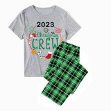 2023 Christmas Matching Family Pajamas Exclusive Design Christmas Crew Wreath Green Short Pajamas Set