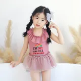 Girls Bathing Suits I'm 99% Sure I'm A Meimaid One Piece Lace Collar Swimsuits
