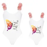 Mommy and Me Bathing Suits Butterfly Be Honest Be Brave Be Beautiful Flower Shoulder Backless Swimsuits