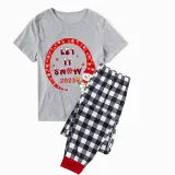 2023 Christmas Matching Family Pajamas Snowman let It Snow Gray Short Pajamas Set