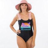 Mommy and Me Bathing Suits I'm a Mermaid Mama And Mini Flower Shoulder Backless Swimsuits