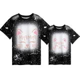 Mommy and Me Matching Clothing Top Cat Smile Tie Dyed Family T-shirts