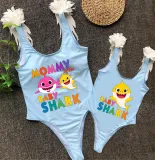 Mommy and Me Bathing Suits Mommy Baby Shark Feather Shoulder Backless Swimsuits