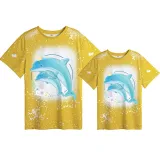 Mommy and Me Matching Clothing Top Mommy Baby Dolphin Tie Dyed Family T-shirts