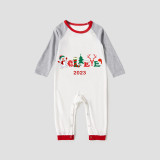 2023 Believe Christmas Matching Family Pajamas Exclusive Design Snowman Love Christmas White Black Plaids Pajamas Set