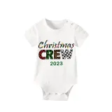 2023 Christmas Matching Family Pajamas Exclusive Design Printed Christmas Crew Green Short Pajamas Set