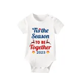 2023 Christmas Matching Family Pajamas Exclusive Design Merry Christmas Season Together Blue Short Pajamas Set