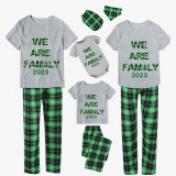 2023 We Are Family Christmas Matching Family Pajamas White Short Pajamas Green Pants Set With Dog Pajamas