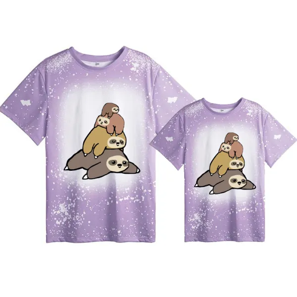 Mommy and Me Matching Clothing Top Sloth Family Tie Dyed Family T-shirts