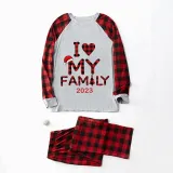2023 Christmas Matching Family Pajamas Exclusive Design I Love My Family Gray Pajamas Set