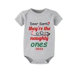 2023 Christmas Matching Family Pajamas Dear Santa They're The Naughty Ones Gray Short Pajamas Set