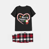 2023 Christmas Matching Family Pajamas Santa Heart Merry Xmas Black Short Pajamas Set