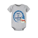 2023 Christmas Matching Family Pajamas Snowman let It Snow Blue Short Pajamas Set