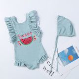 Girls Bathing Suits Sweet One Piece Ruffled Cuff Swimsuits
