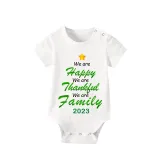 2023 Christmas Matching Family Pajamas We Are Happy Thanksful Family Green Short Pajamas Set