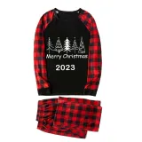 2023 Christmas Matching Family Pajamas Exclusive Merry Christmas Beatiful Tree Black Pajamas Set