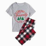 2023 Christmas Matching Family Pajamas Exclusive We Are Family Wreath Xmas Tree Gray Short Pajamas Set