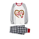 2023 Christmas Matching Family Pajamas Santa Heart Merry Xmas Black White Plaids Pants Pajamas Set