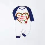 2023 Christmas Matching Family Pajamas Santa Heart Merry Xmas Blue Pants Pajamas Set