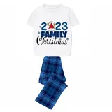 Christmas Matching Family Pajamas 2023 Family Christmas Hat Blue Short Pajamas Set