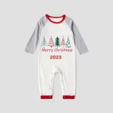 2023 Christmas Matching Family Pajamas Exclusive Merry Christmas Beatiful Tree Black White Plaids Pajamas Set