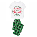 2023 Proud Member OF Naughty List White Christmas Green Short Set Matching Family Pajamas Set
