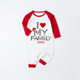 2023 Christmas Matching Family Pajamas Exclusive Design I Love My Family White Black Pants Pajamas Set
