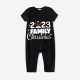 Christmas Matching Family Pajamas 2023 Family Christmas Hat Black Short Pajamas Set